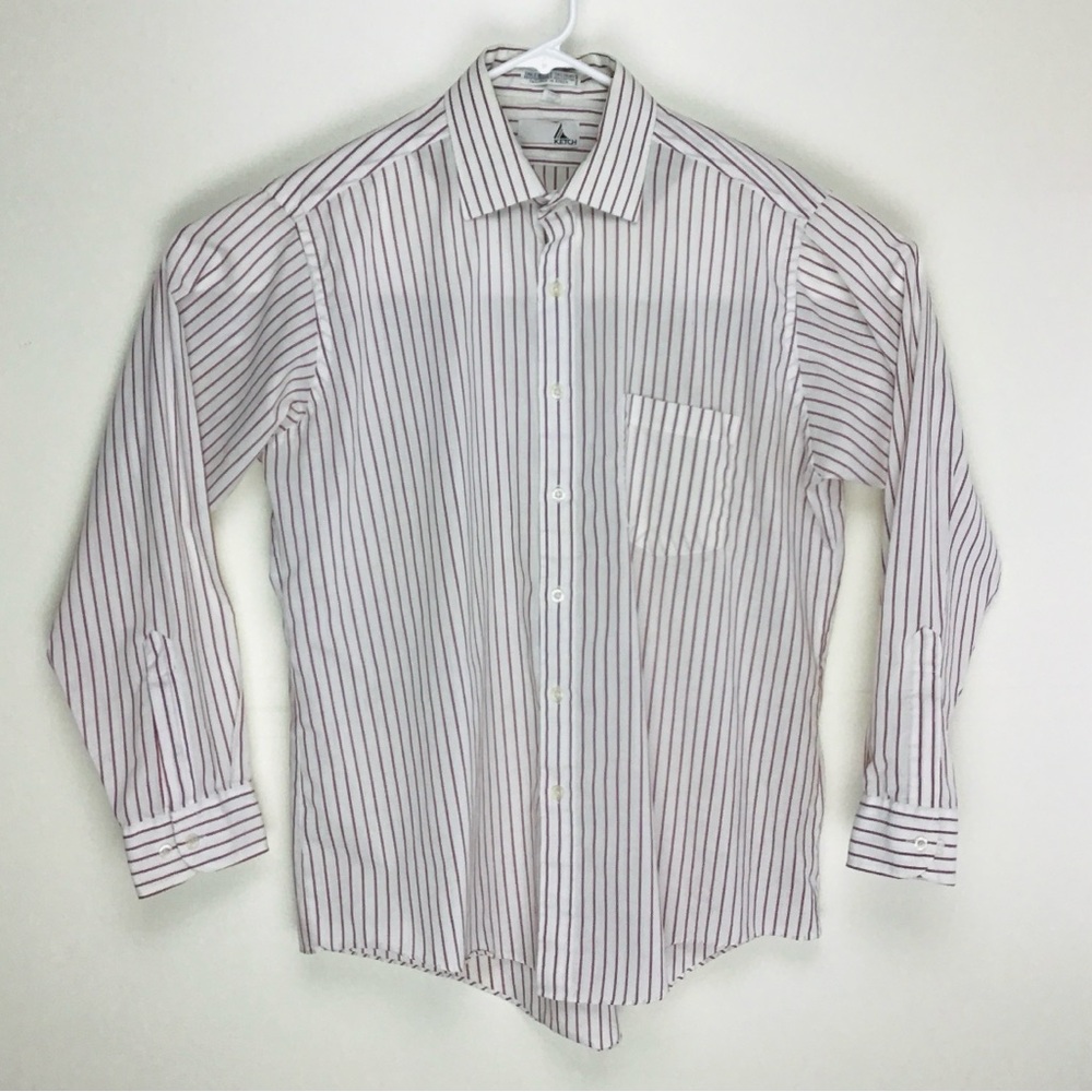 Ketch mens single stitch long sleeve button up shirt 16.5 34/35